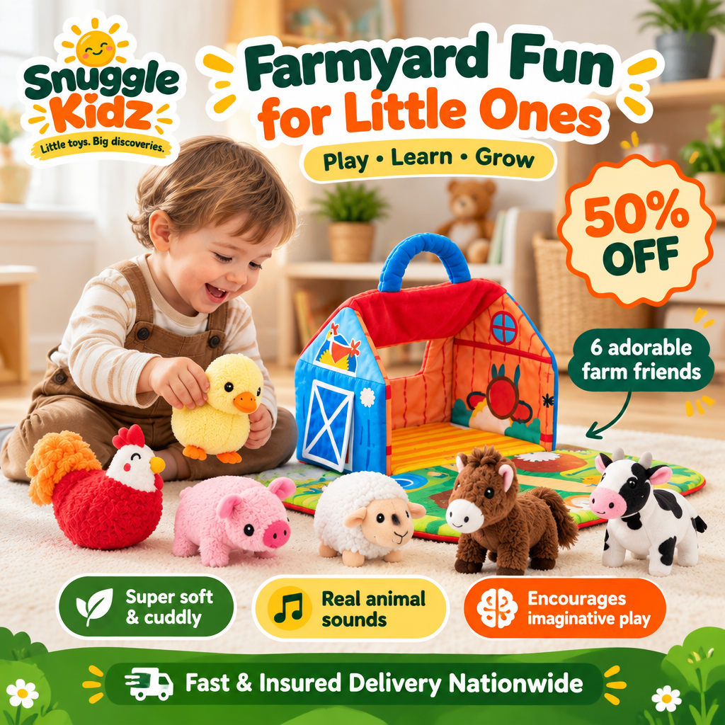 SnuggleKidz™ Plush Farm Animal Set