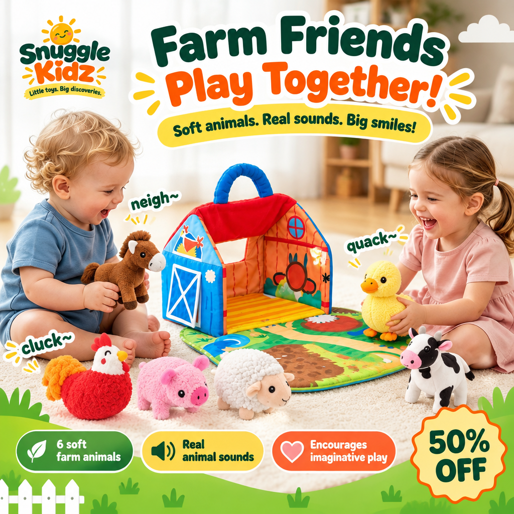 SnuggleKidz™ Plush Farm Animal Set